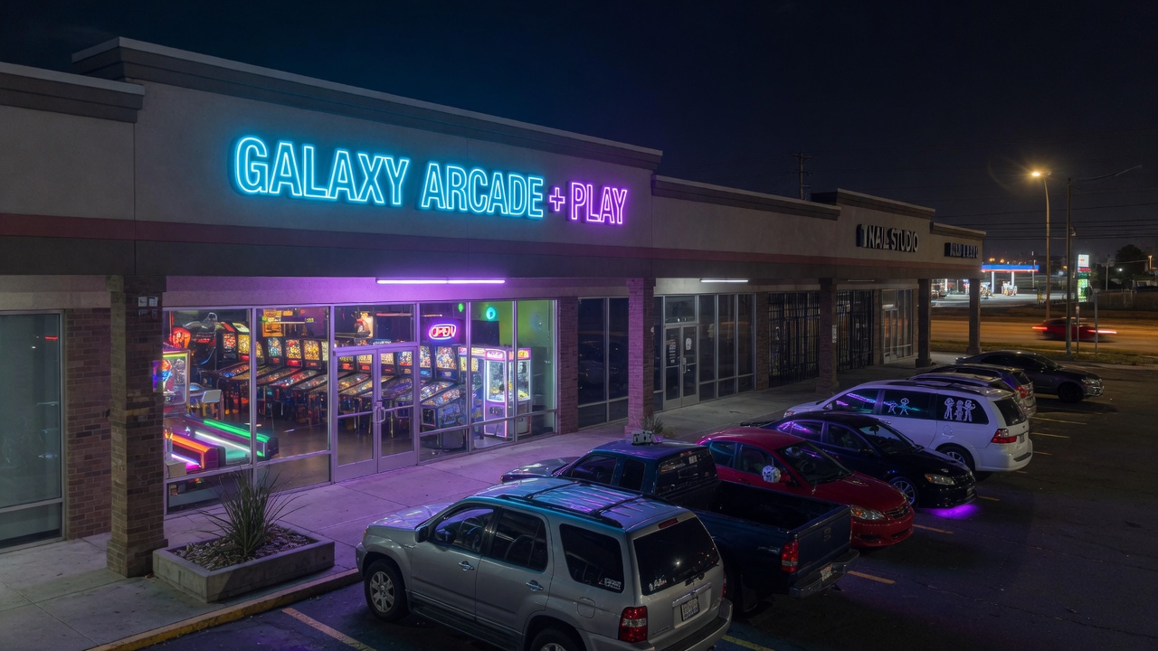 Modern entertainment venue storefront design concept